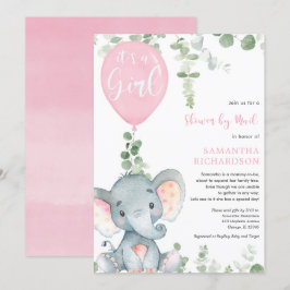 Invitación Chica de elefante suave por correo