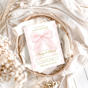 Invitación Chica de Encaje Rosa Cumpleaños Bebé Shower 