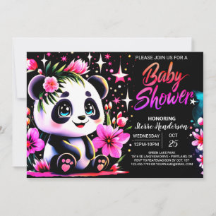 Invitación Chica de encantamiento de Panda Panda Whimsical Ba