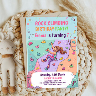Invitación Chica de escalada en roca Cumpleaños Aventura Rosa