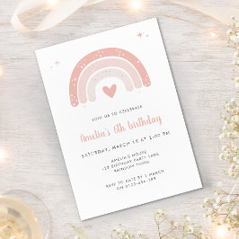 Invitación Chica de escritura arcoiris rosada lindo fiesta de