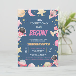 Invitación Chica de espacio de cuenta regresiva Baby Shower