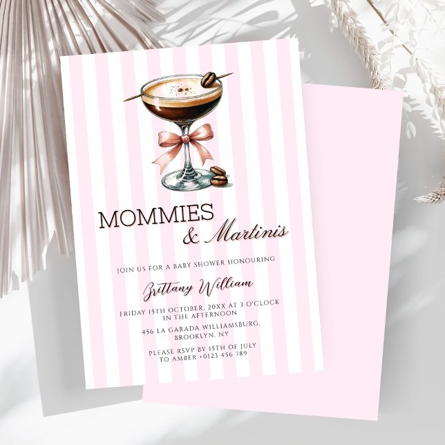 Invitación Chica de espresso rosado de vaca mamas y martinis (Subido por el creador)