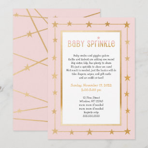 Invitación Chica de estrellas de oro rosadas invitan a rociar