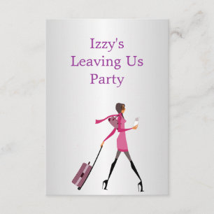 Invitación Chica de evento de fiesta de despedida con equipaj