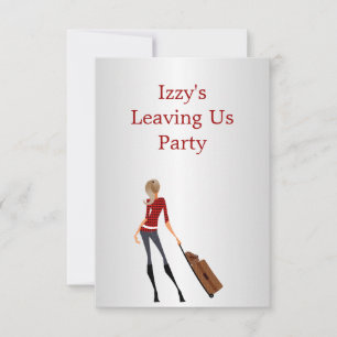 Invitación Chica de evento de fiesta de despedida con equipaj