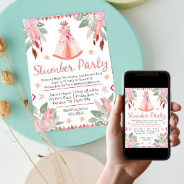 Invitación Chica de Fiesta de la espuma en la boca Teepee ros