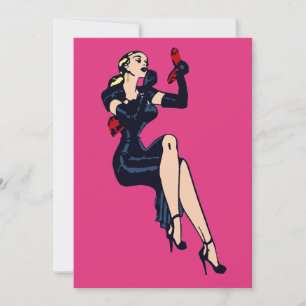 Invitación Chica de Fiesta de Soltera con Encanto Retro Rubio