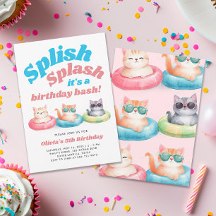 Invitación Chica de Fiesta de Splish Splash Pool Cumpleaños