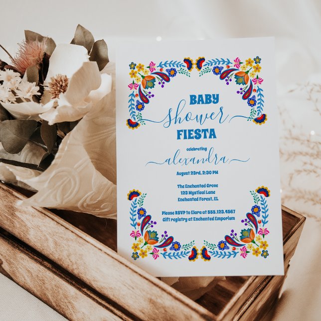 Invitación Chica de Fiesta floral mexicana de moda Baby Showe (Subido por el creador)