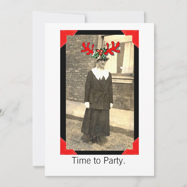 Invitación chica de fiesta Vintage (Anverso)
