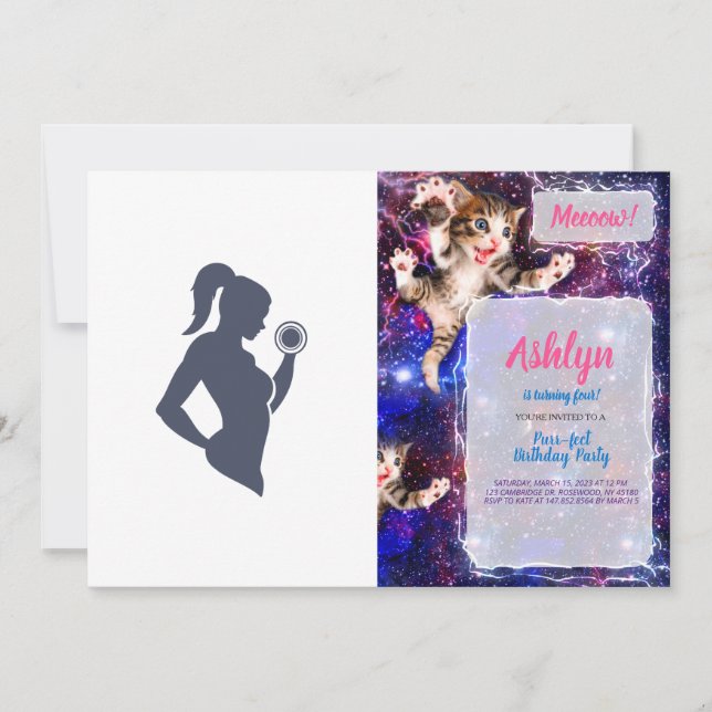 Invitación Chica de fitness levantando timbre (Anverso)