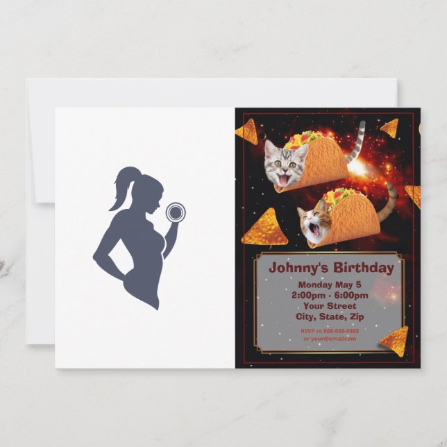 Invitación chica de fitness levantando timbre (Anverso)