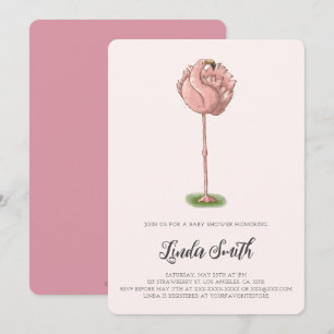 Invitación Chica de flamenco rosa lindo Baby Shower