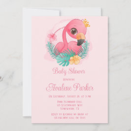 Invitación Chica de flamenco rosado de la princesa Baby Showe