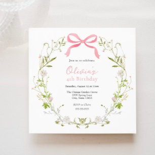 Invitación Chica de flor de aroma rosada cumpleaños