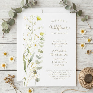 Invitación Chica de florecilla silvestre Baby Shower