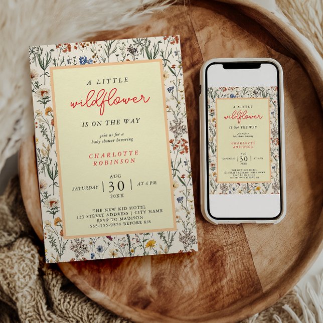 Invitación Chica de florecilla silvestre Baby Shower (Subido por el creador)