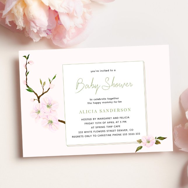 Invitación Chica de flores de cerezo rosa (Subido por el creador)