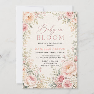 Invitación Chica de flores florales en flor Baby Shower