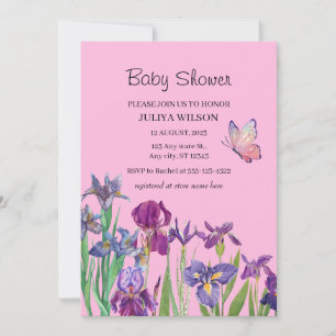 Invitación Chica de flores Iris Baby Shower