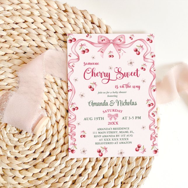 Invitación Chica de flores rosadas de cereza Baby Shower (Subido por el creador)