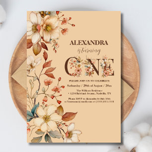 Invitación Chica de Flores Silvestres 1er cumpleaños