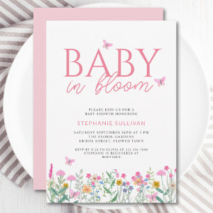 Invitación Chica de flores silvestres Baby Shower