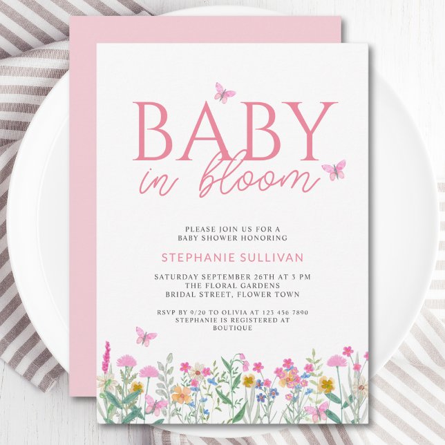 Invitación Chica de flores silvestres Baby Shower (Subido por el creador)