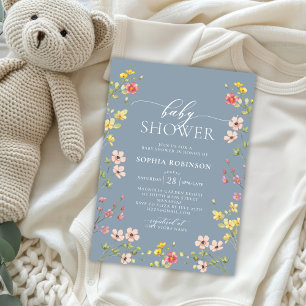 Invitación Chica de flores silvestres bohemias Baby Shower az