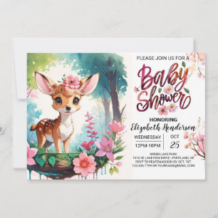 Invitación Chica de flores silvestres de Fawn Adorable Baby S