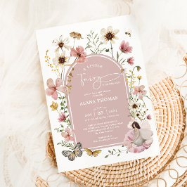Invitación Chica de flores silvestres Dusty Pink Boho Baby Sh