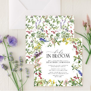 Invitación Chica de flores silvestres en flor en la ducha de 