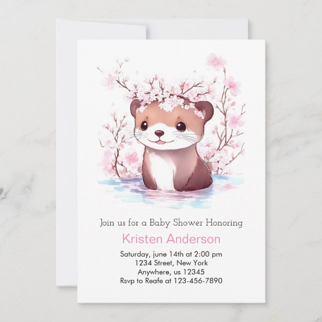 Invitación Chica de flores silvestres rosadas Baby Shower (Anverso)