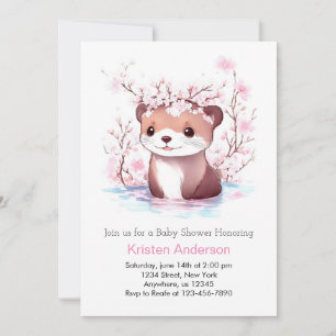 Invitación Chica de flores silvestres rosadas Baby Shower
