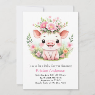 Invitación Chica de flores silvestres rosadas encantadas Baby