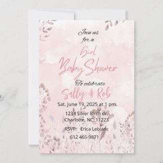 Invitación Chica de flores silvestres rosas