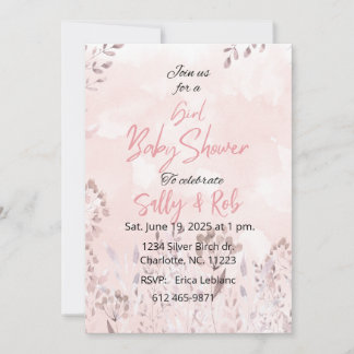 Invitación Chica de flores silvestres rosas