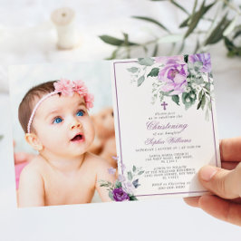 Invitación Chica de foto de Eucalyptus Violet Flowers Christe