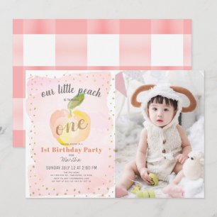 Invitación Chica de fotografía rosa de color de agua Peach Pr