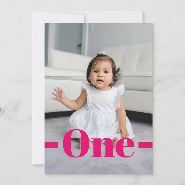 Invitación Chica de fotografía rosa estilo de portada de la r (Anverso)
