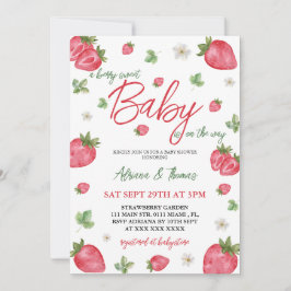 Invitación Chica de fresa Baby Shower acuarela