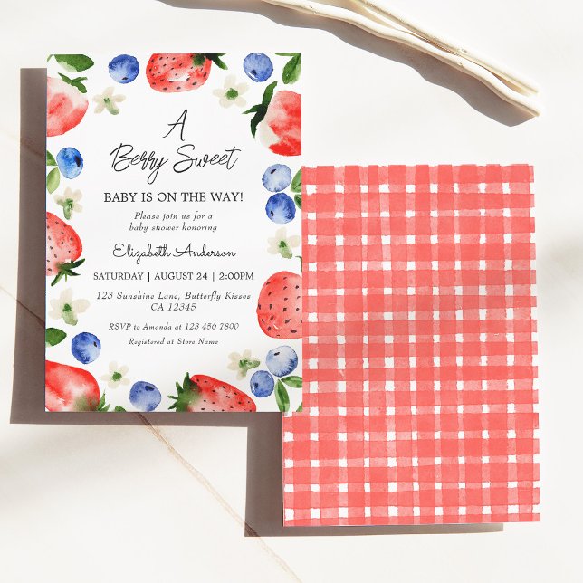 Invitación Chica de fresa Blueberry Berry Sweet Baby Shower (Subido por el creador)