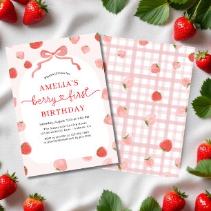 Invitación Chica de fresa cumpleaños Berry 1er primer brote