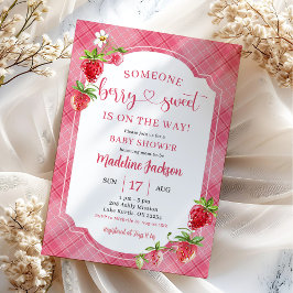 Invitación Chica de fresa de fresa de color rosa Berry Berry