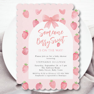Invitación Chica de Fresa Dulce Baby Shower