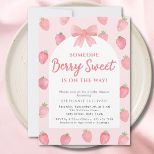 Invitación Chica de Fresa Dulce Baby Shower 