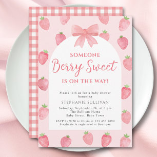 Invitación Chica de Fresa Dulce Baby Shower 