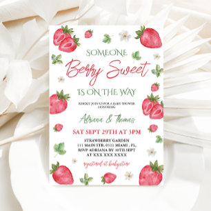 Invitación Chica de Fresa Dulce de Fruta Baño de Bebé 
