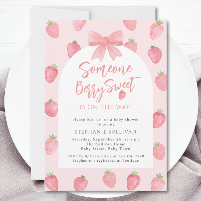 Invitación Chica de Fresa Dulce Fiesta de Bebé (Subido por el creador)